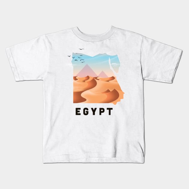 Egypt Travel Map Kids T-Shirt by nickemporium1